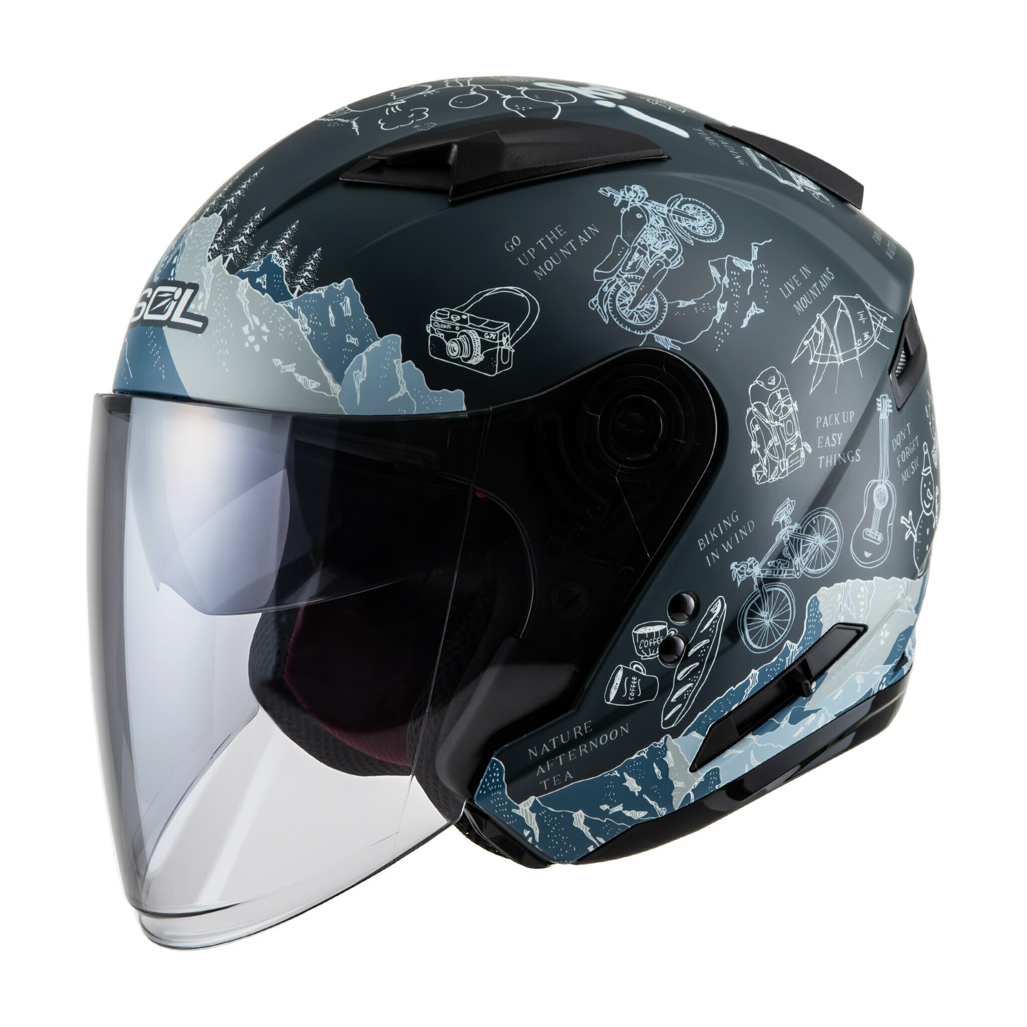 SOL  SO-7E 探險者 OUTDOOR 消光藍/灰 3/4罩