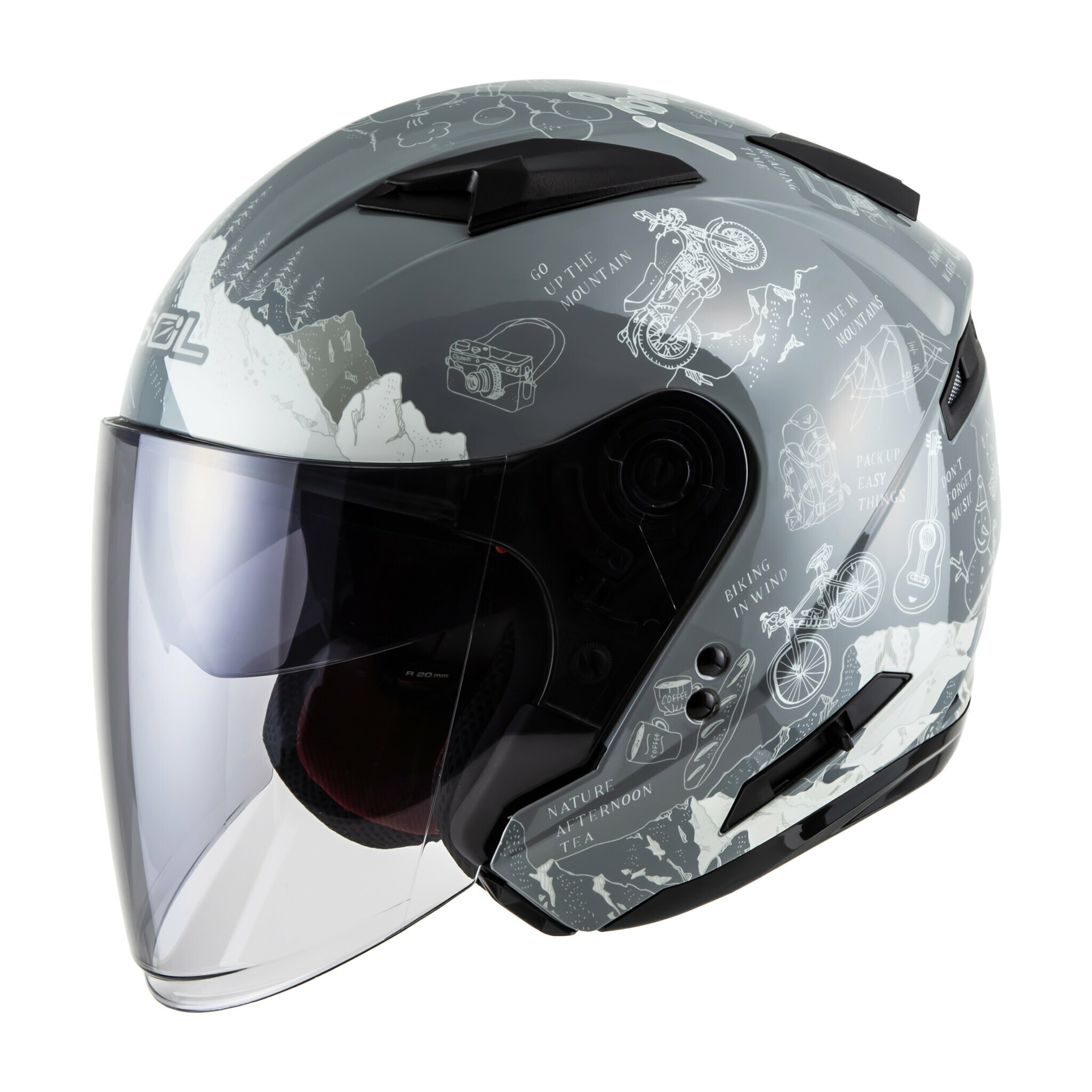 SOL  SO-7E 探險者 OUTDOOR 灰/銀 3/4罩