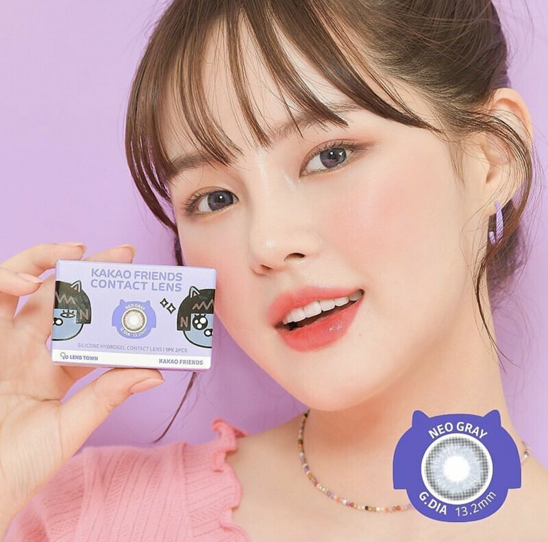 LENSTOWN x KAKAO FRIENDS  1 Month 月拋彩妝隱形眼鏡｜每盒2片 ( NEO GRAY )