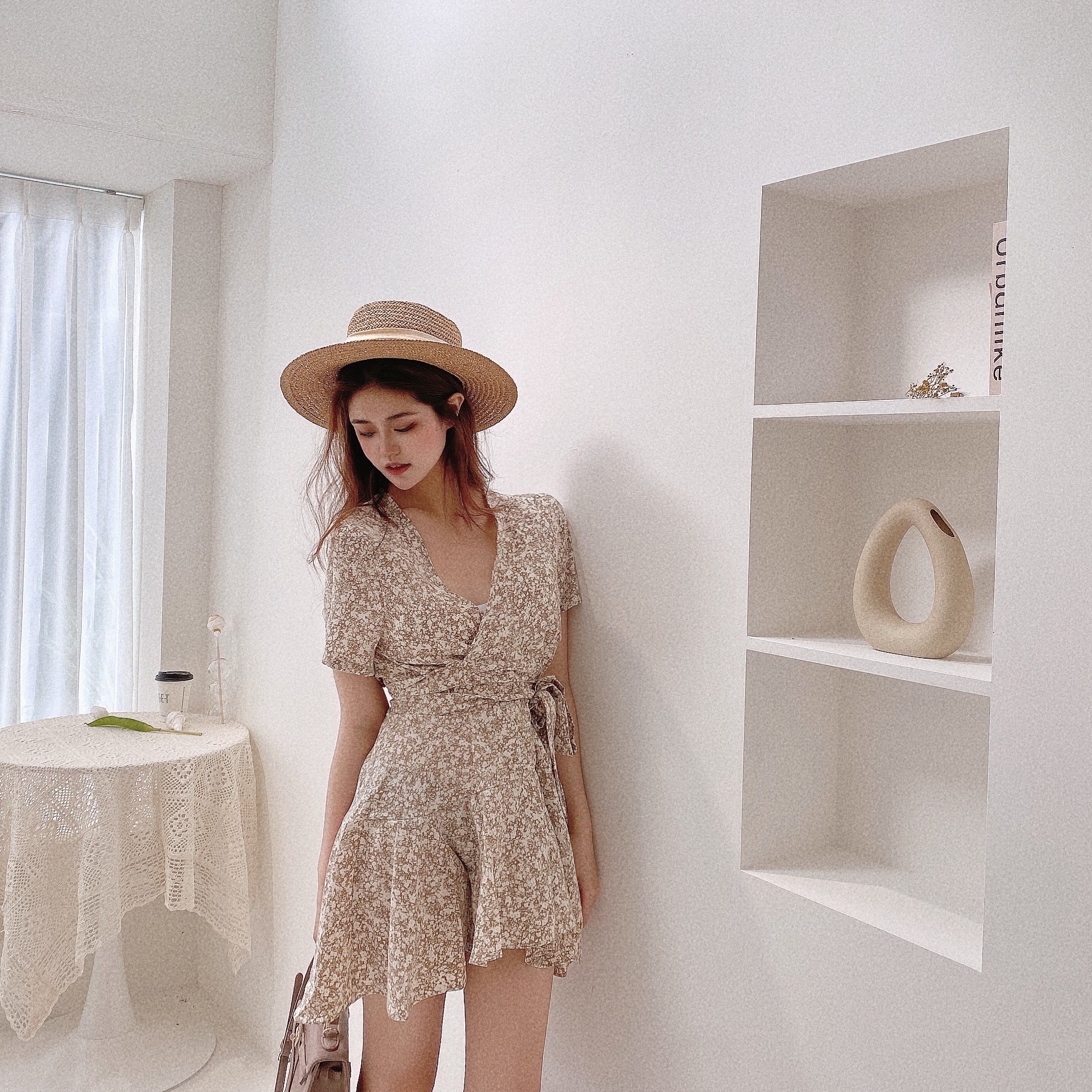 最百搭/高質感挺版小凹頂緞帶草帽/六色