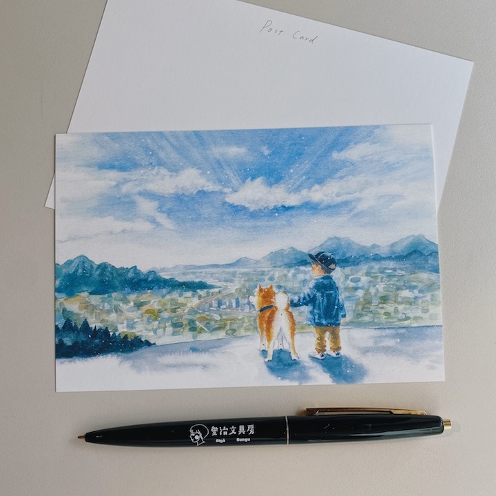 阿蘇 旅行柴犬系列 明信片｜日本ACTIVE CORPORATION