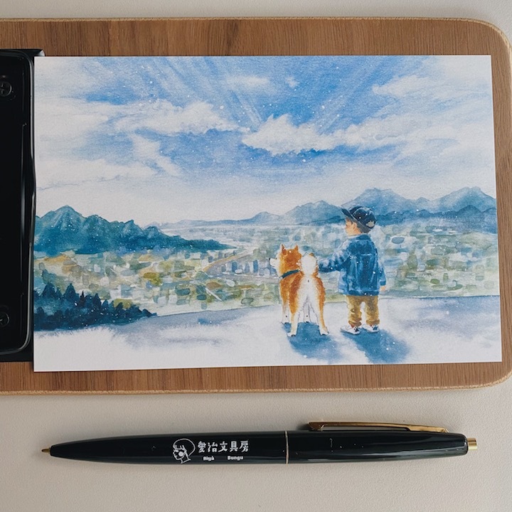 阿蘇 旅行柴犬系列 明信片｜日本ACTIVE CORPORATION