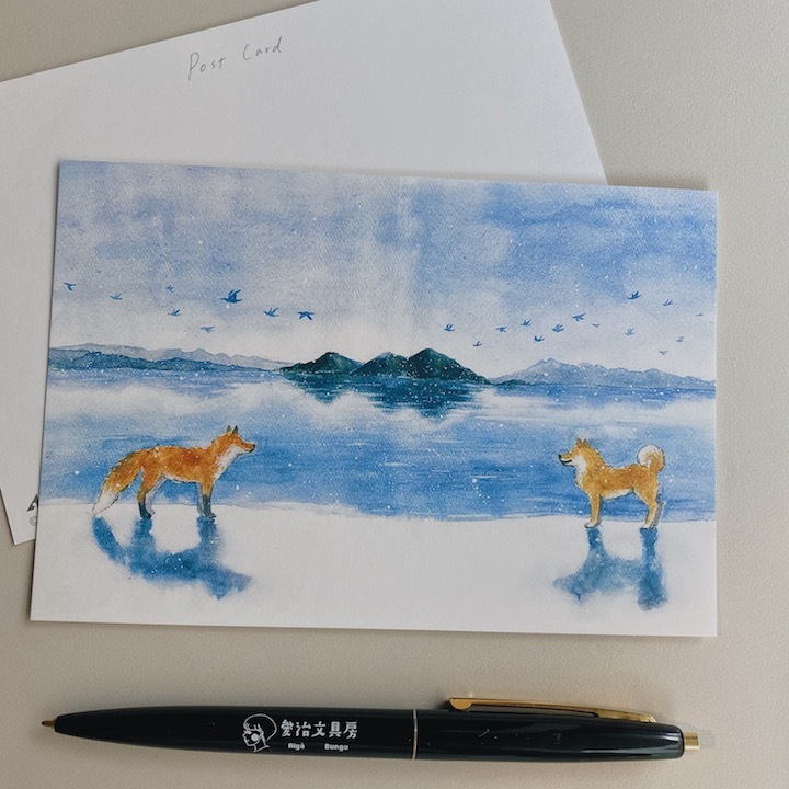 洞爺湖 旅行柴犬系列 明信片｜日本ACTIVE CORPORATION