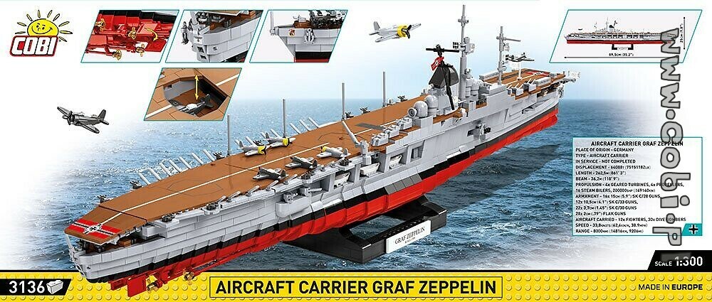 Cobi : WWII Ships 4826 Aircraft Carrier Graf Zeppelin (3136pcs)