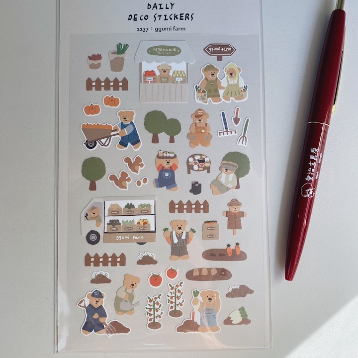 熊熊農場 日常系列手帳貼紙#1137｜韓國Suatelier