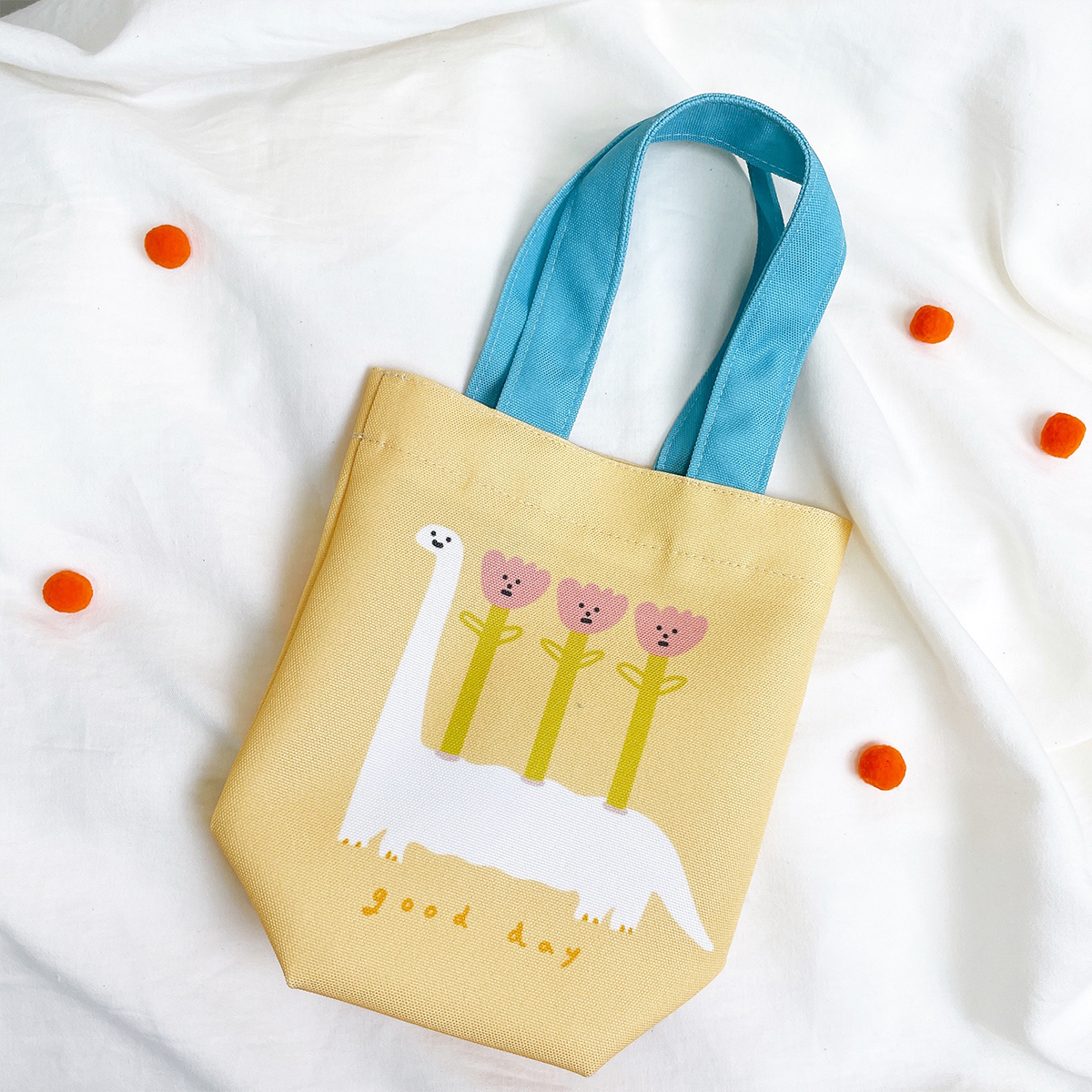 【慢慢挑x馬卡龍腳趾-雙花色防潑水提袋】 黃色 B.晴天雨天（可裝冰霸杯）