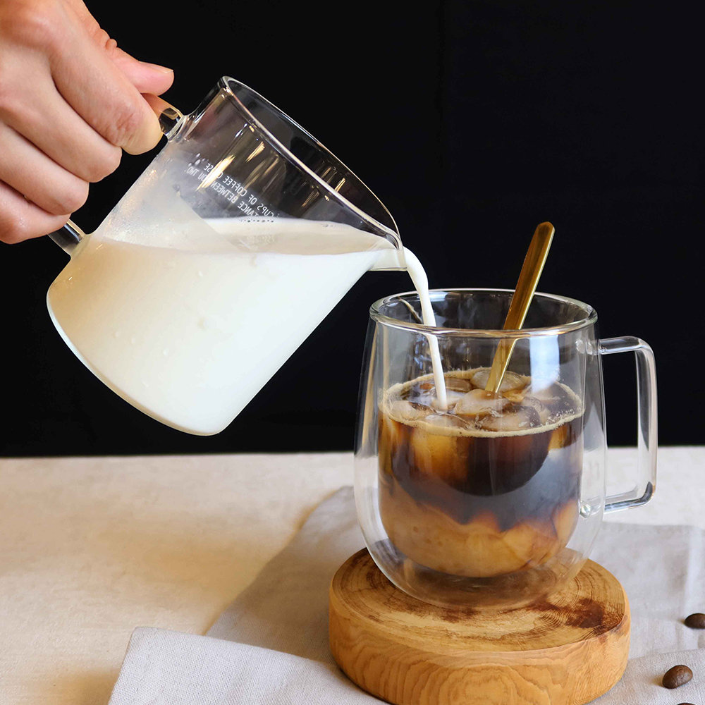 慢活雙層隔熱有柄玻璃杯 400ML