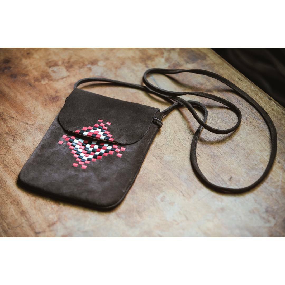 Sweet Villians Leather Weaving Cow Suede Medicine Bag
