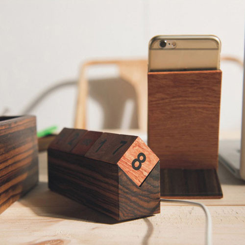 木製翻轉木頭塊日歷數字