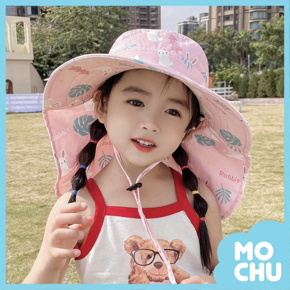馬卡龍動物護頸大帽沿防曬帽(六色)