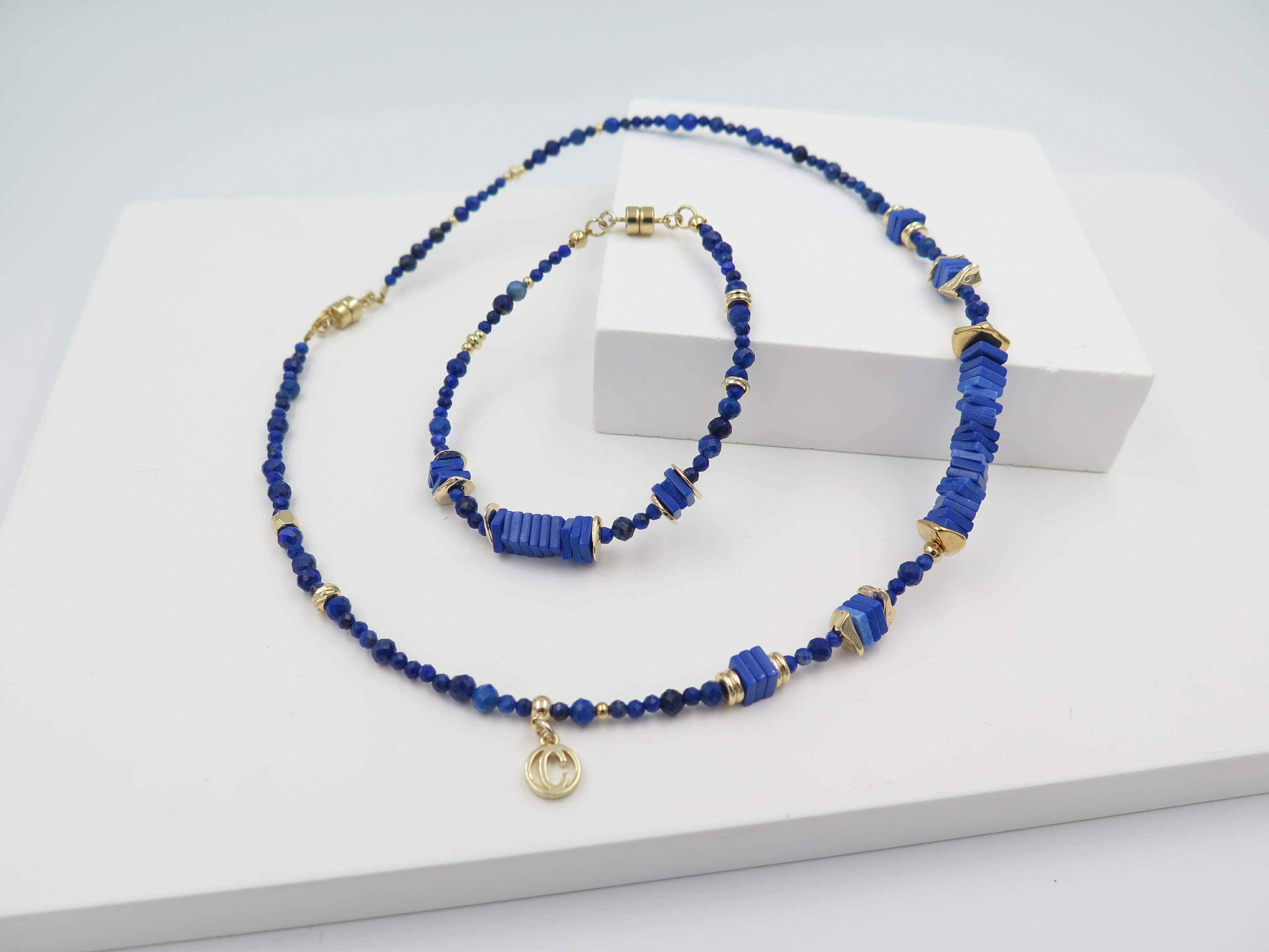 COLE COOL lapis lazuli necklace & bracelet tailor made best present for her