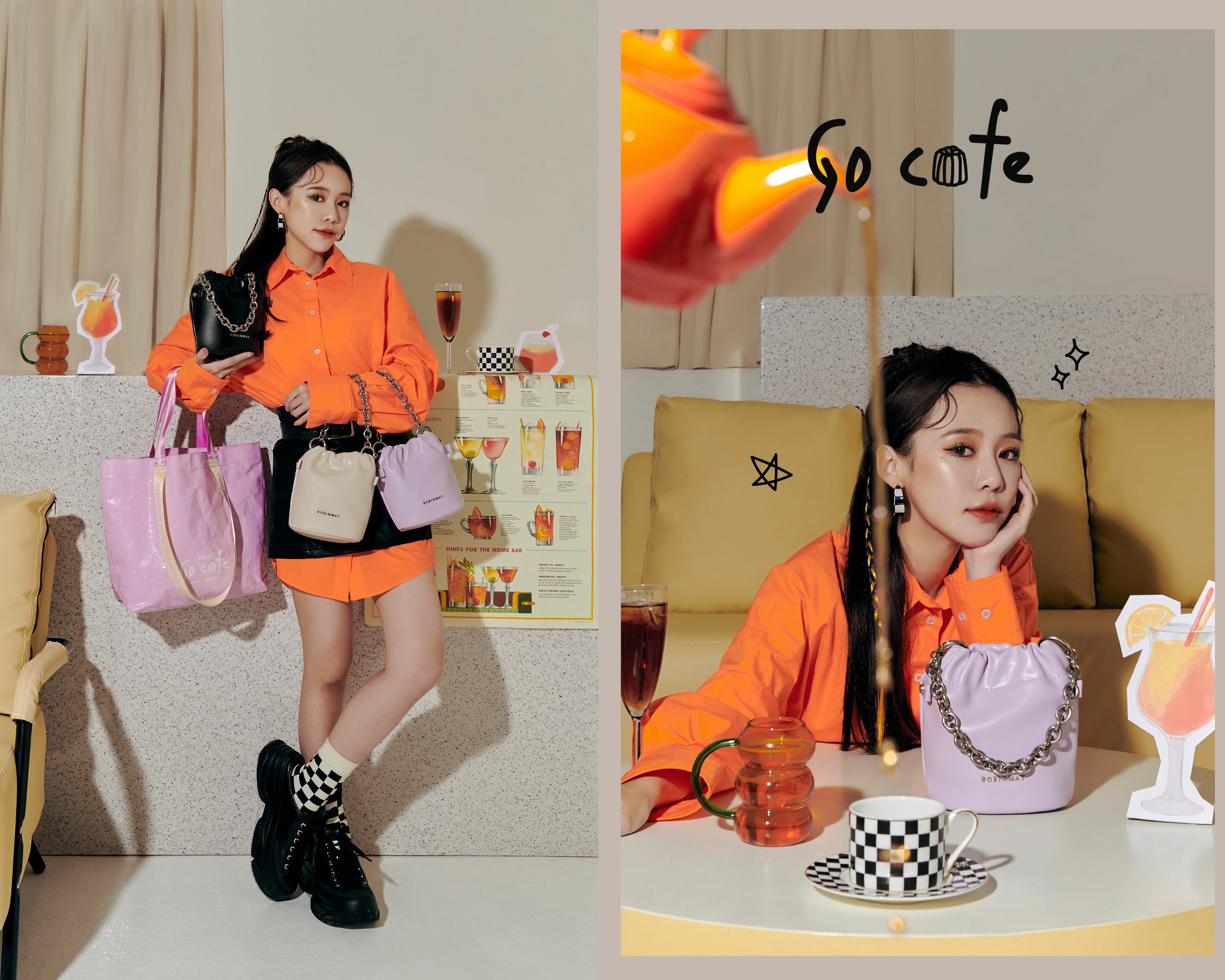 可麗露斜背包，立體的外型宛如法式甜品可麗露的俏皮鈴鐺外貌，並以黑槍色金屬作為設計中的酷帥形象，將甜美與酷帥融合。