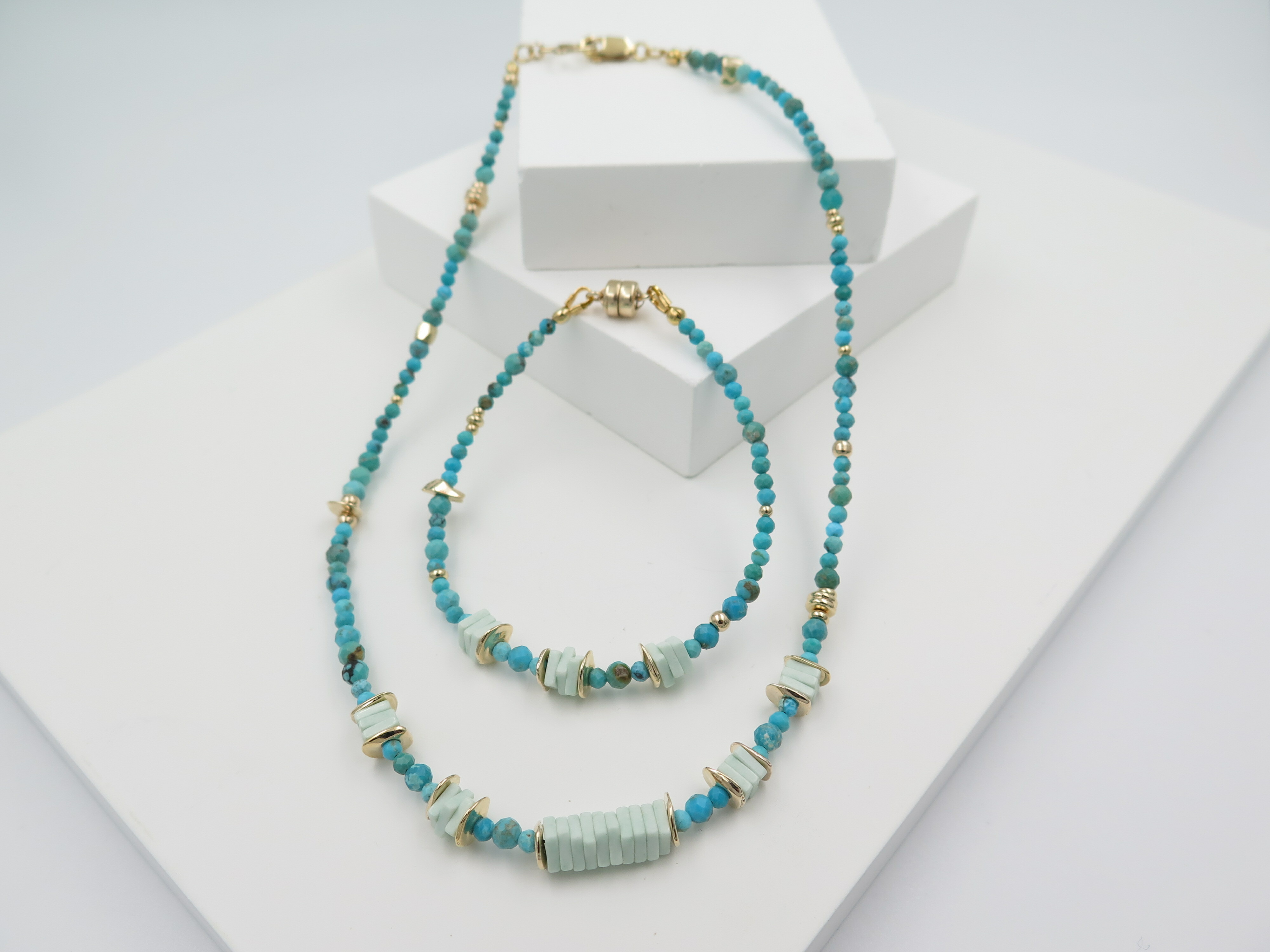 COLE COOL natural Turquoise necklace & bracelet tailor made for her