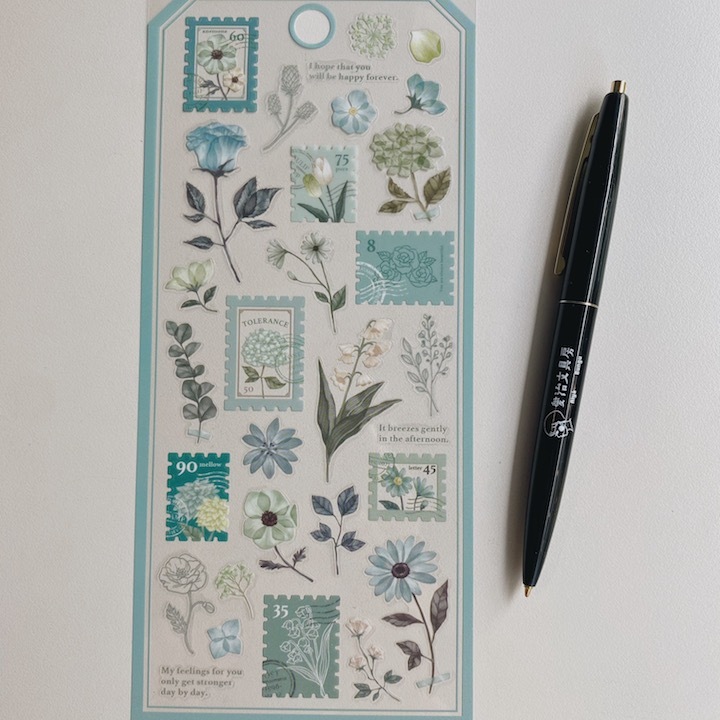 薄荷綠 壓花系列 透明PET貼紙｜日本Mind Wave