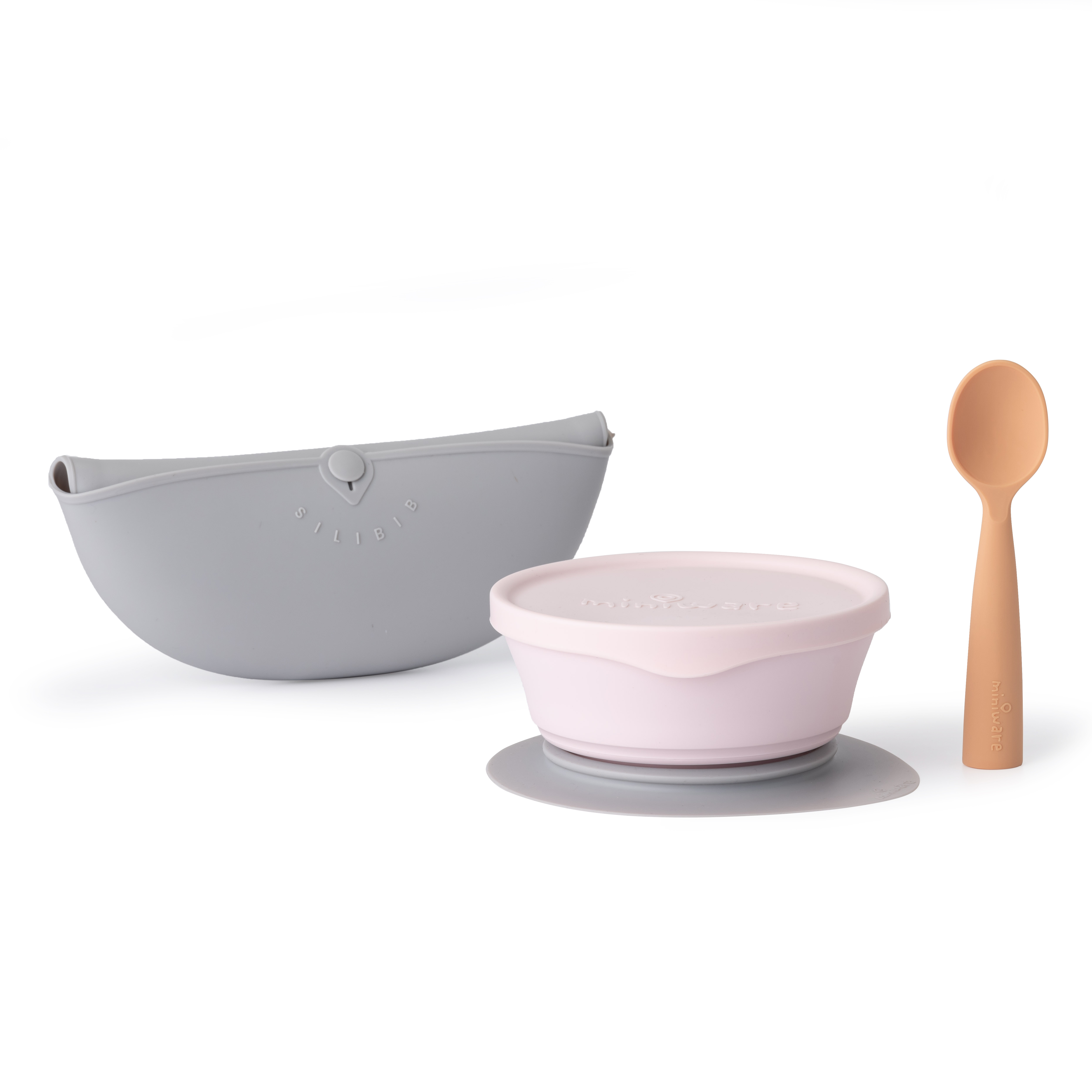 Miniware First Bite Deluxe - Cotton Candy/Grey