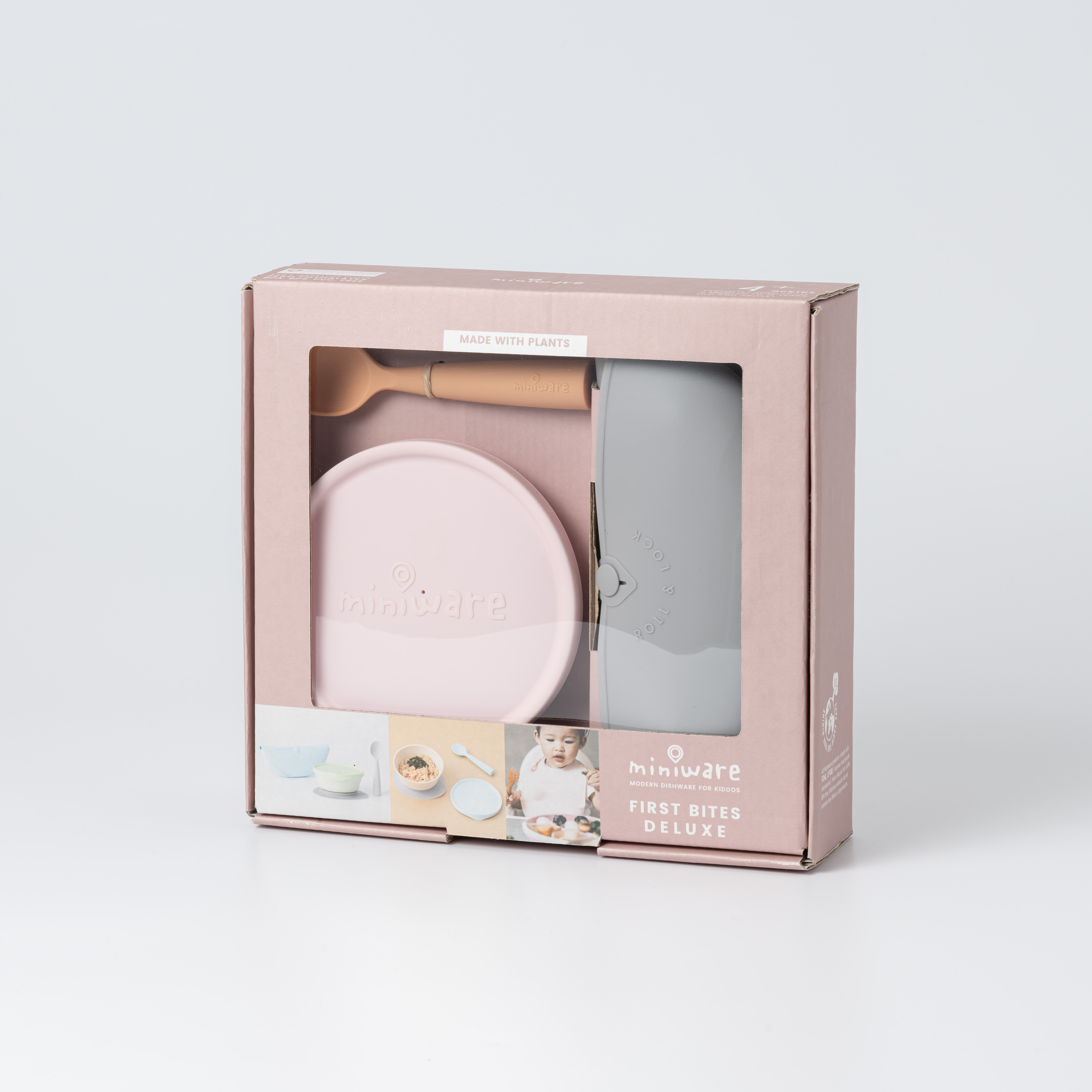 Miniware First Bite Deluxe - Cotton Candy/Grey