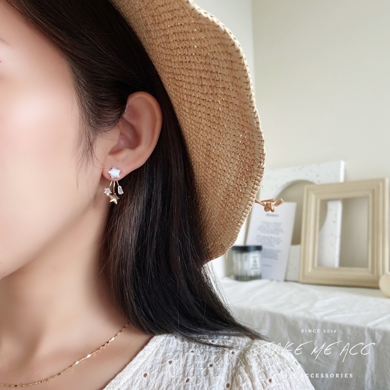可以兩戴的星星耳環｜純銀針耳環