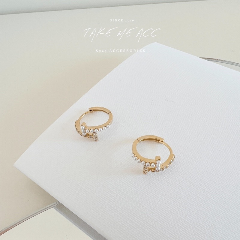 Double T圈圈｜純銀針耳環