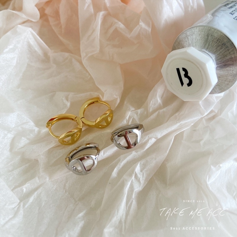 豬鼻圈圈｜純銀針耳環