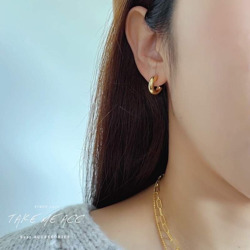 半圈｜純銀針耳環