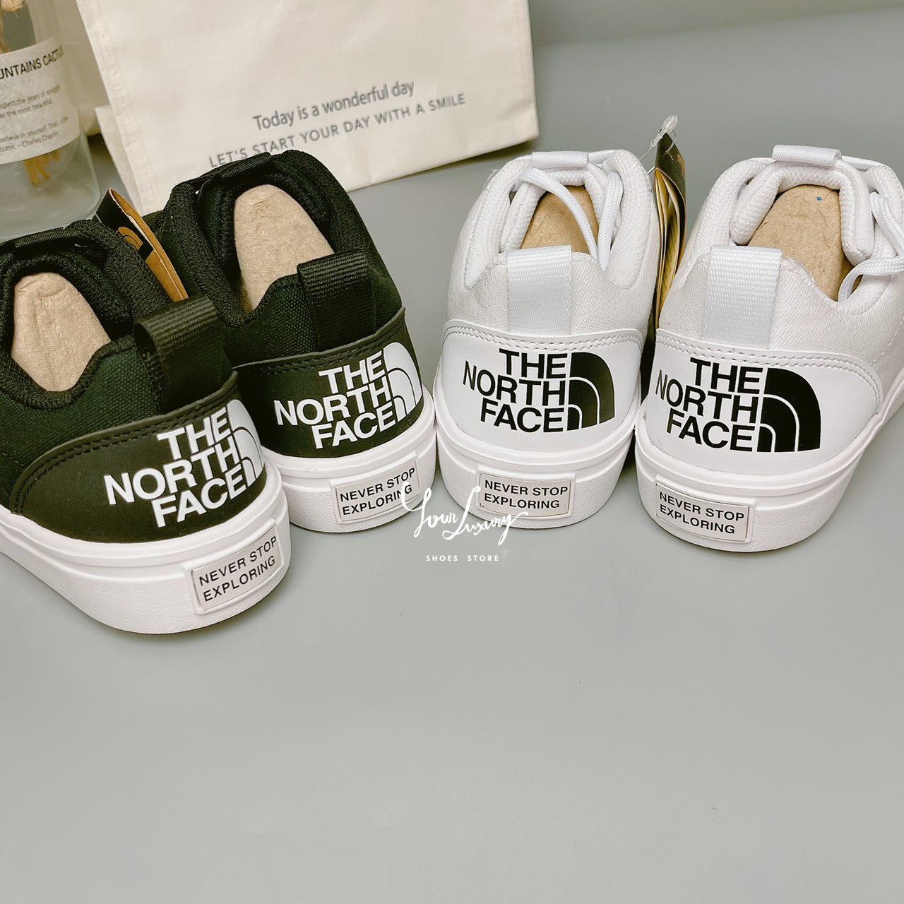 【Luxury】現貨特價 韓國 THE NORTH FACE TNF 帆布鞋 輕量便鞋 黑白 鞋帶 小白鞋 新款 北臉