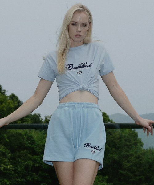 BADBLOOD Classic Logo 褲子 短褲 天空藍 at-srt22-019