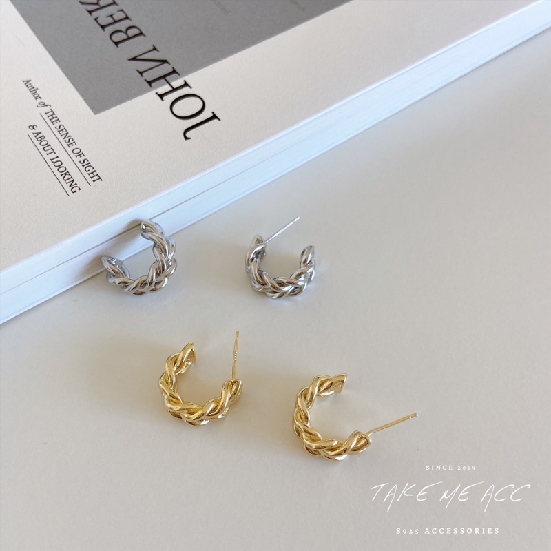 闆娘推薦的很美大麻花｜純銀針耳環