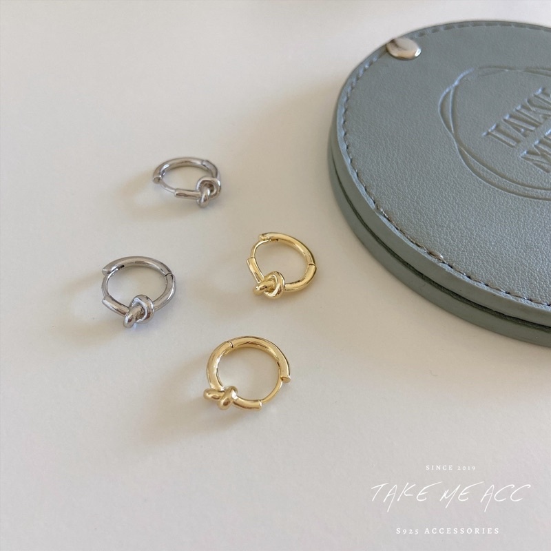 打結圈圈｜純銀針耳環