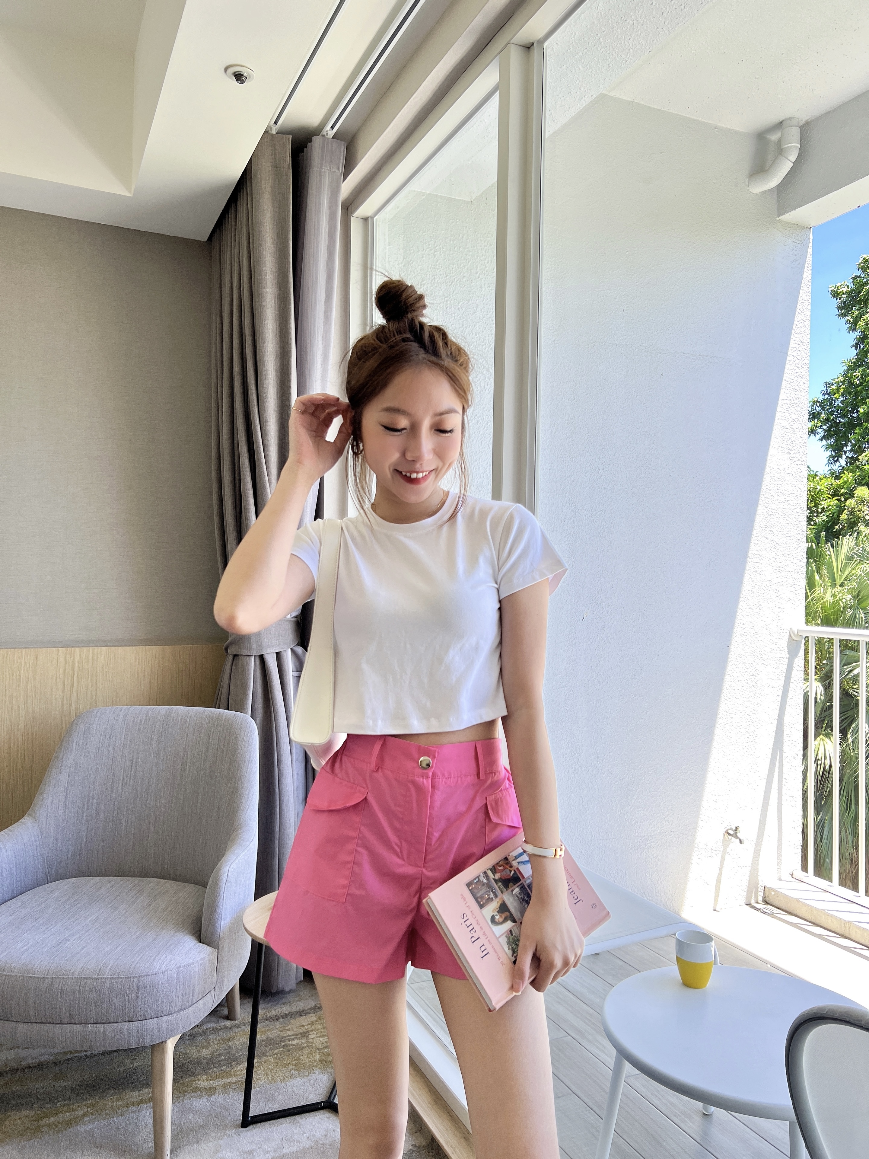 盛夏旅行設計櫃雙口袋小短褲(桃粉)