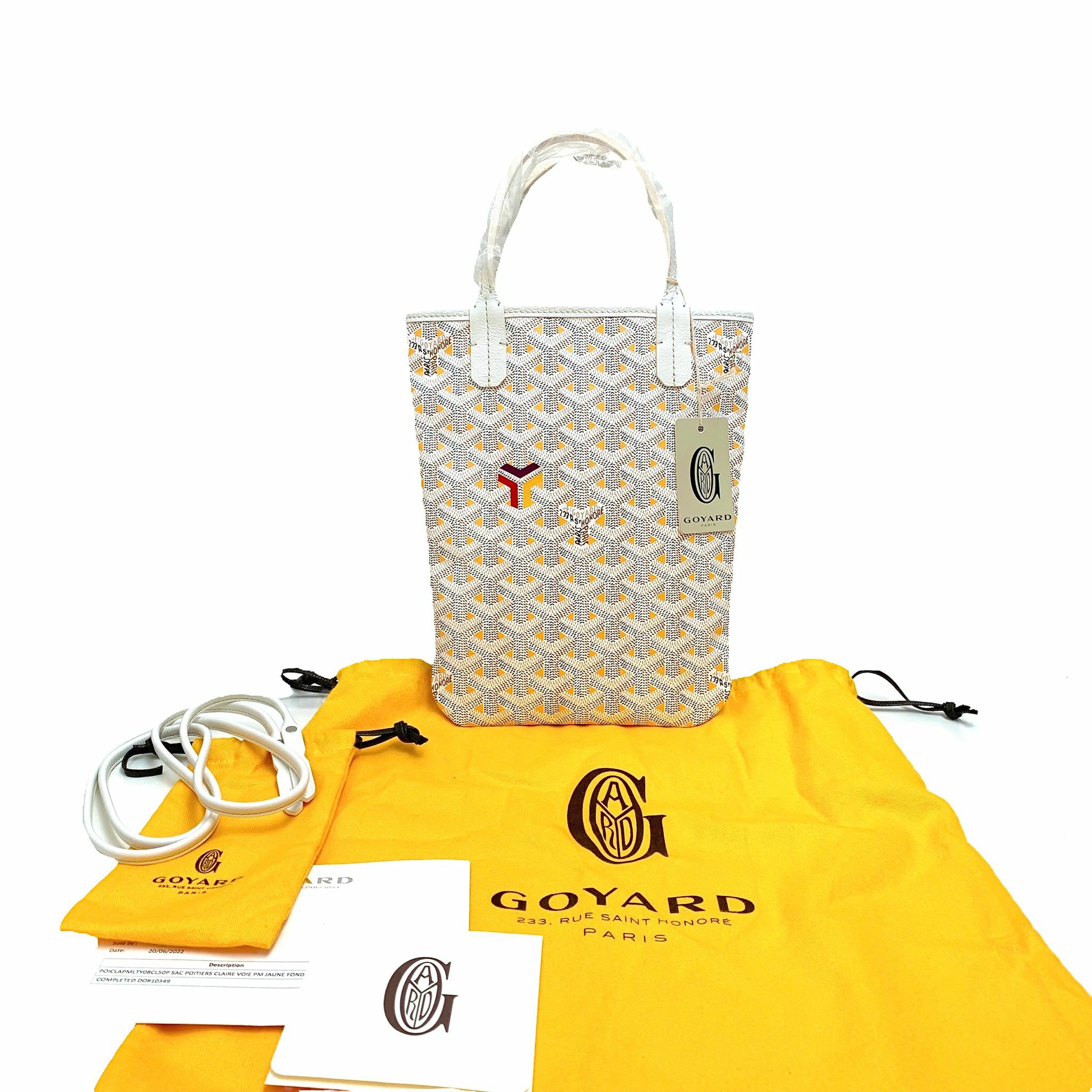 Goyard Womens Small Poitiers Claire-Voie Tote Crossbody Handbag White  Yellow