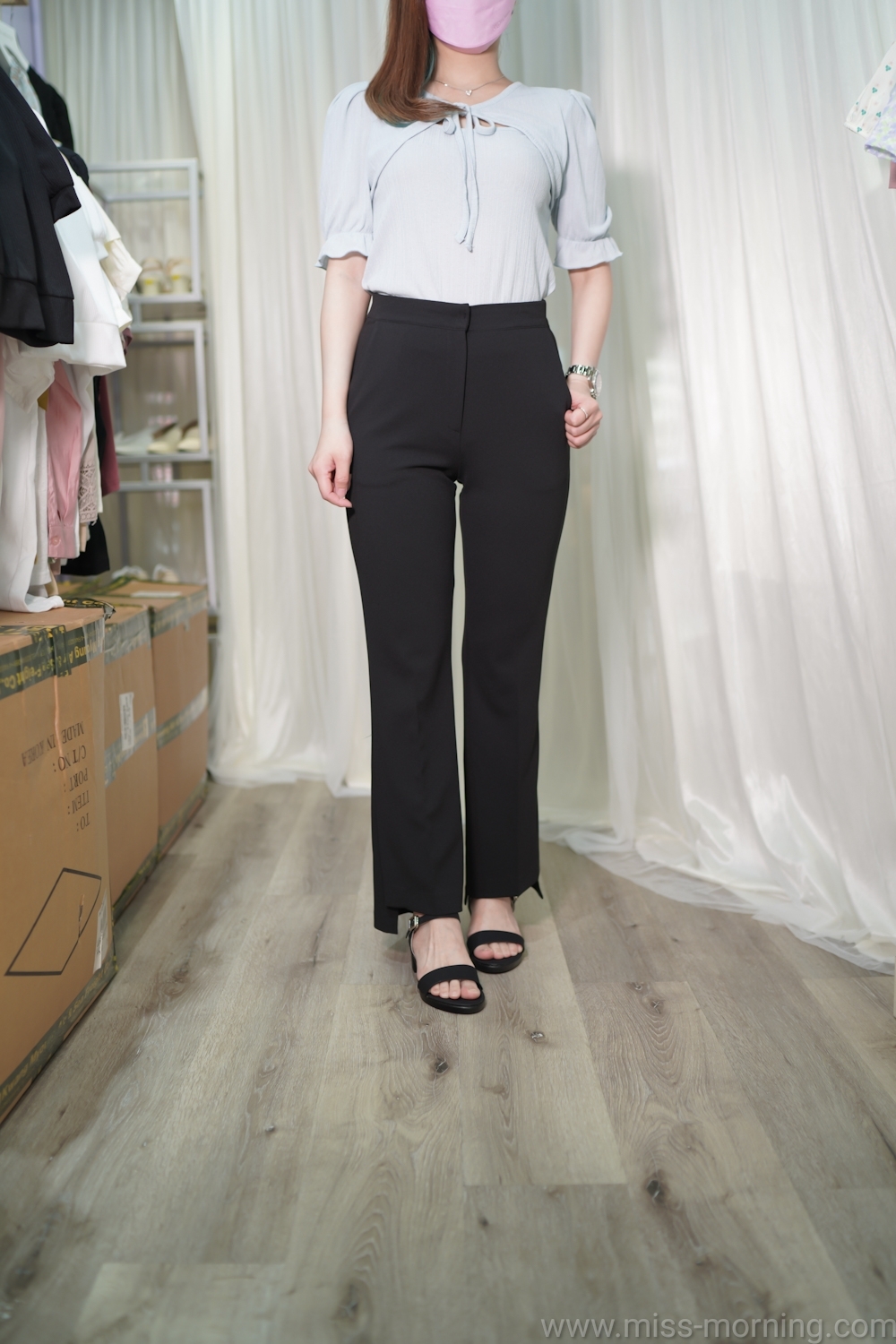 斗篷款假兩件上衣(12691)&橡筋腰個性西褲(33397)