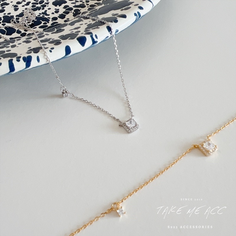 細節超美的小方鑽｜純銀項鍊