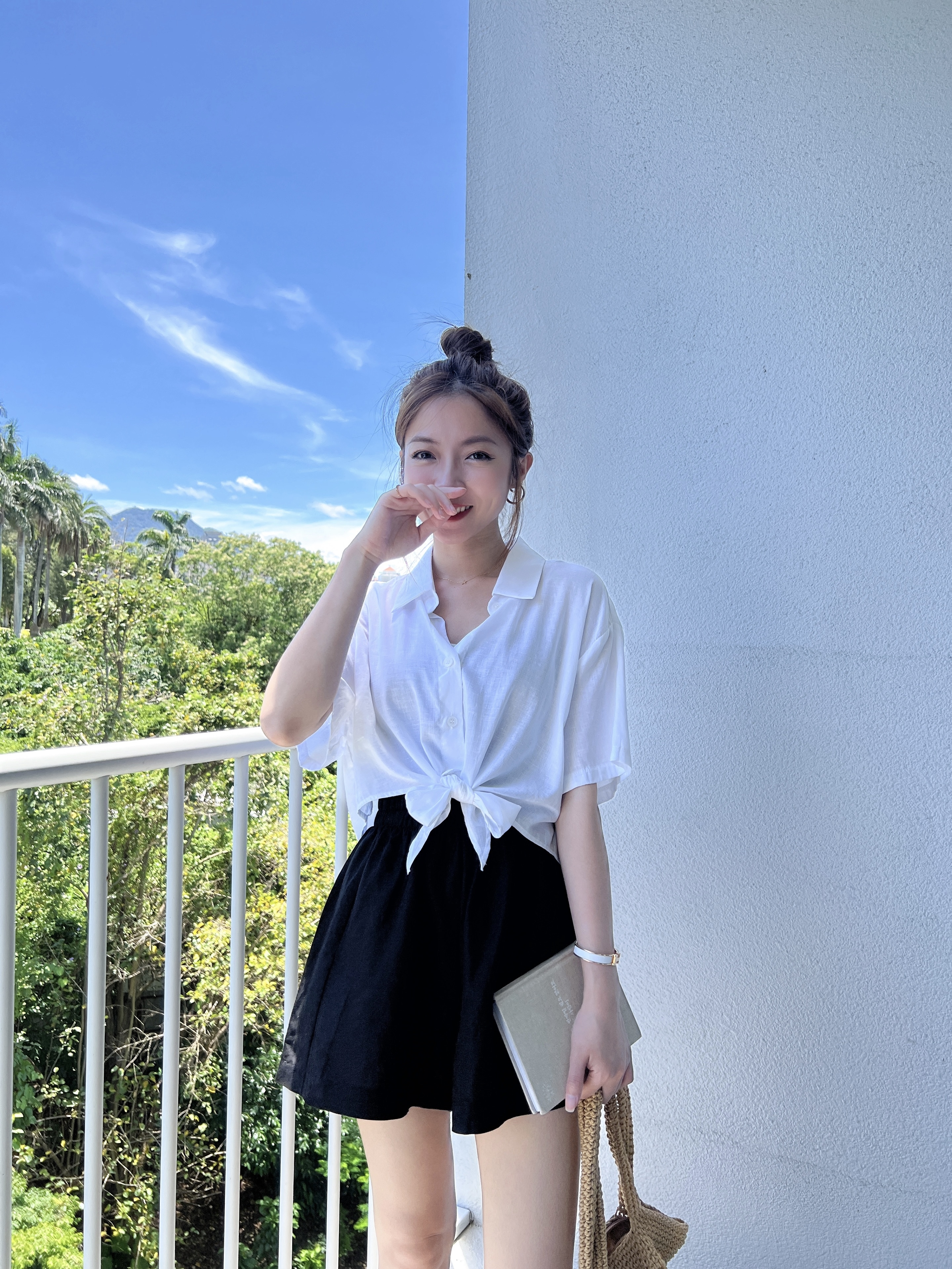 超舒服！輕盈感棉麻A字短褲(黑)