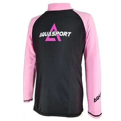 兒童長袖防曬上衣 - 黑/粉紅