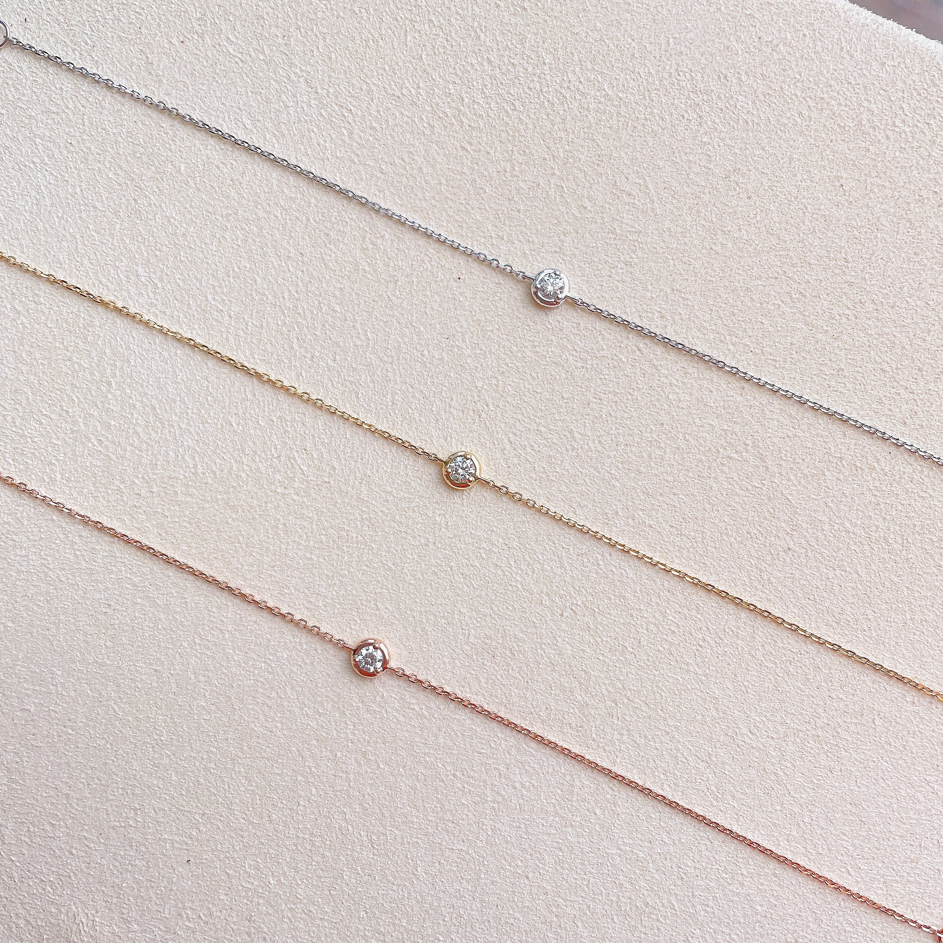 18K金泡泡鑽石手鏈 - 圓形