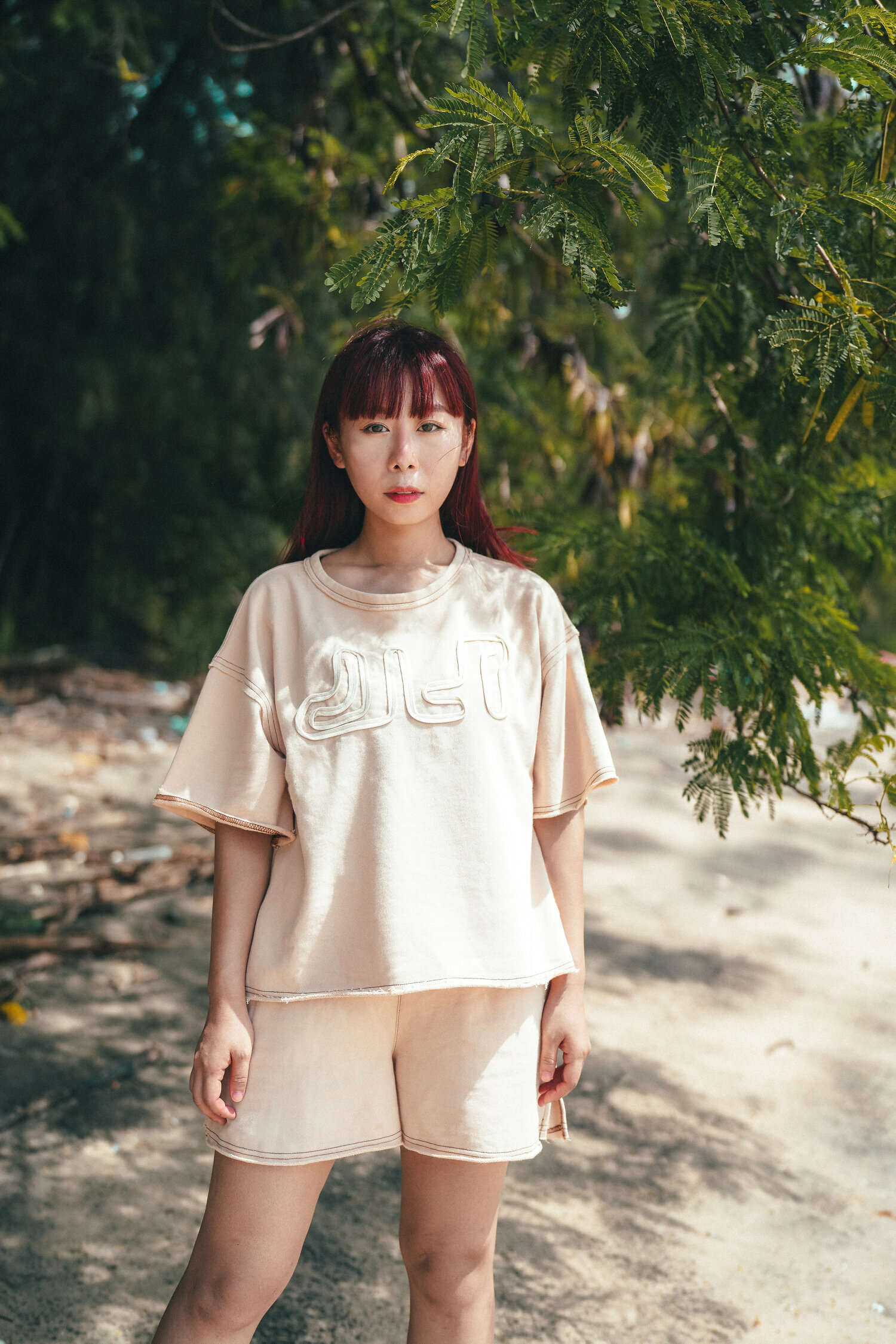 【Just Africa】兩著運動套裝連腰帶 - 奶油白色