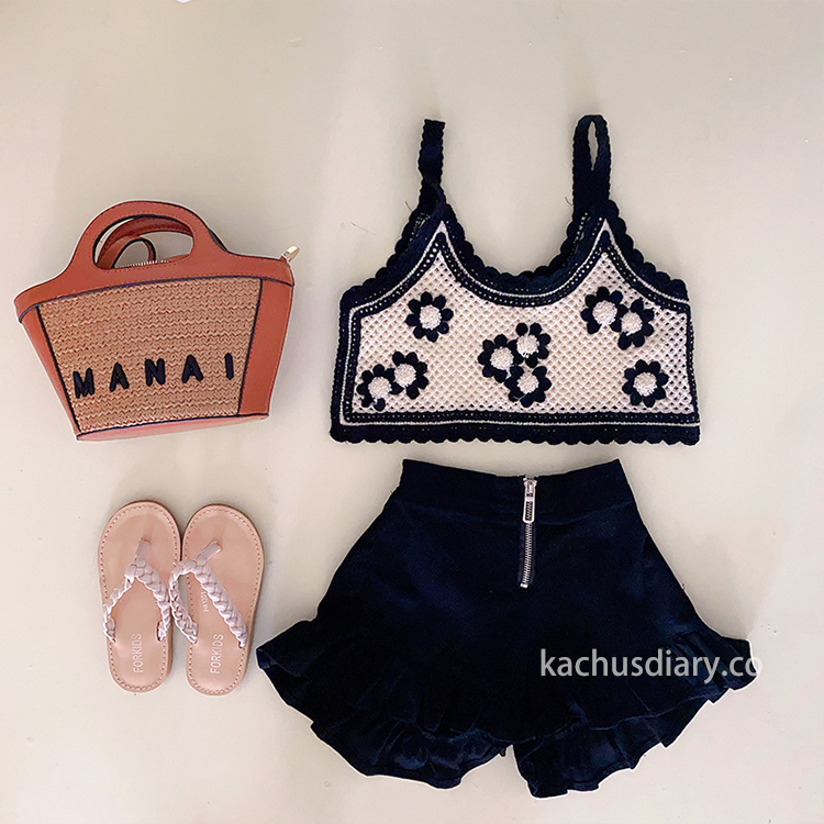 復古針織花套裝