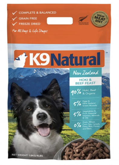 K9 [凍乾脫水狗乾糧]牛肉藍尖尾鱈魚盛宴 500G/1.8KG