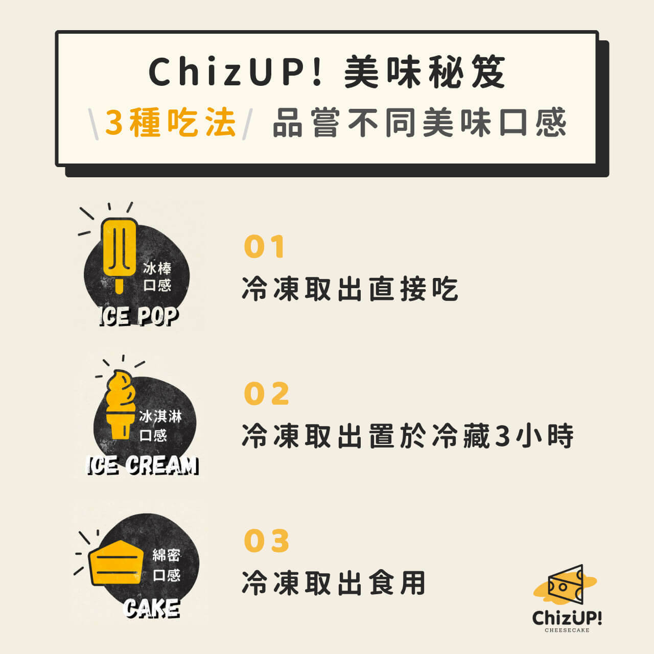 ChizUP!起司蛋糕3種美味吃法