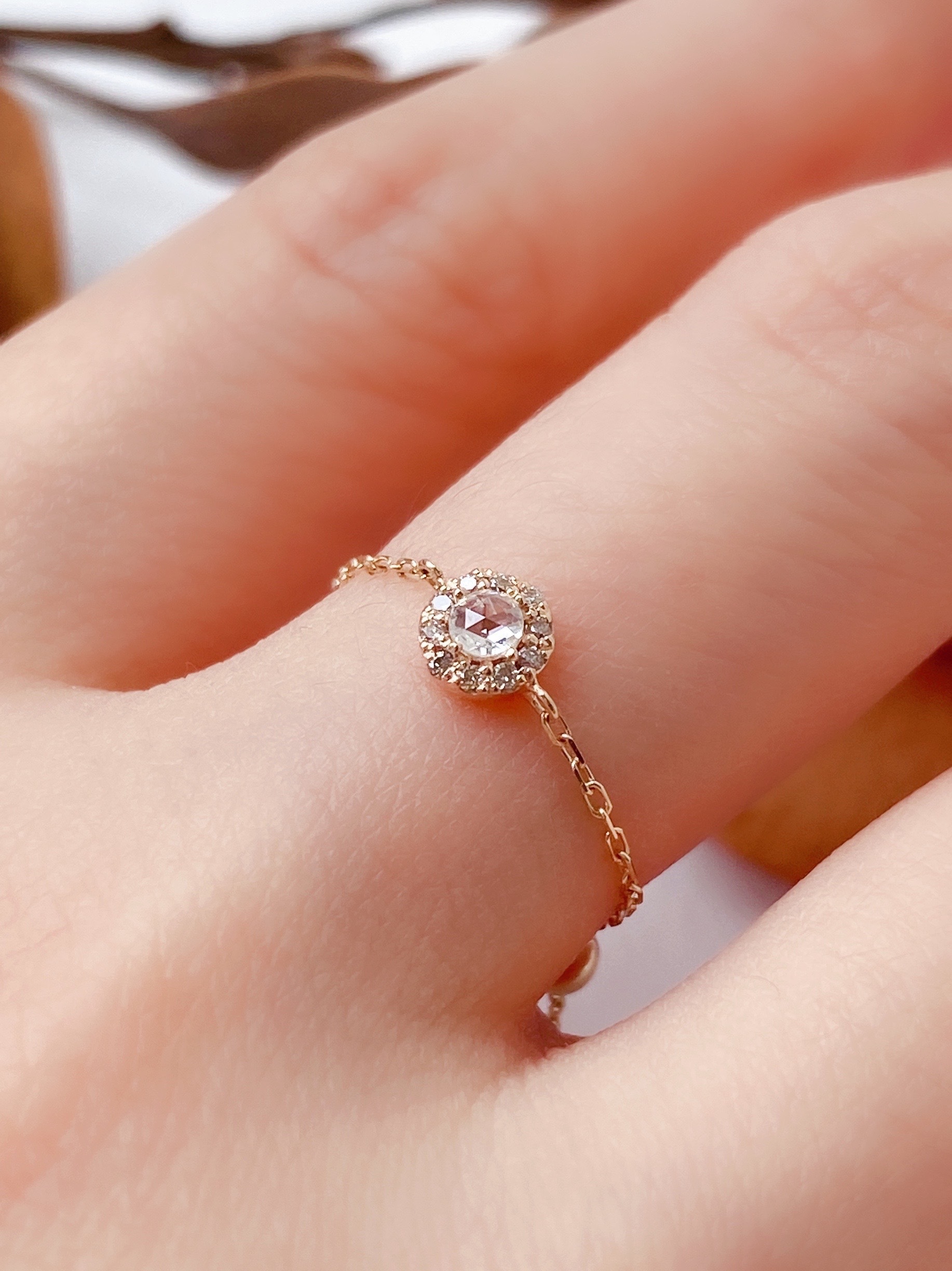 鑽石小花簇鍊戒