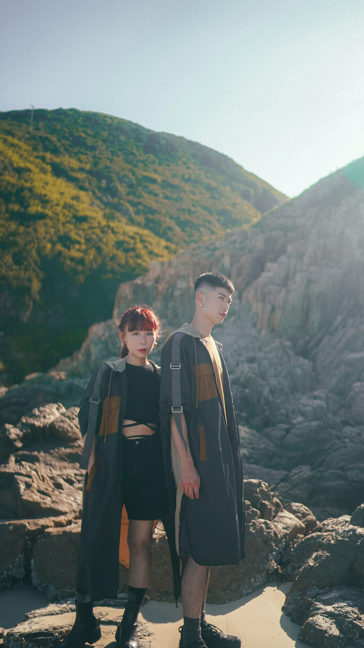 【Just Africa】Unisex 輕薄防潑水拼色連帽PARKA外套 - 深岩灰色