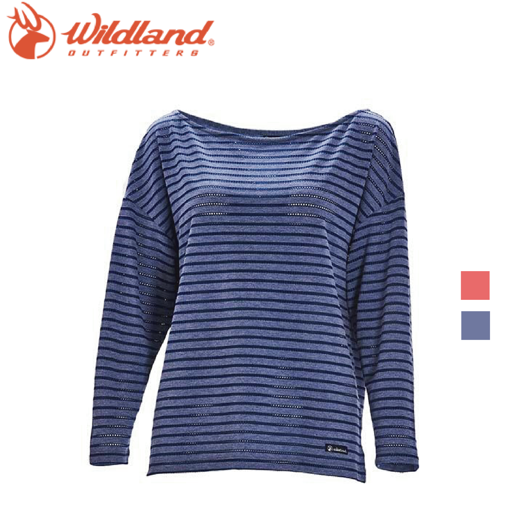 Wildland荒野 71633 彈性緹花長袖上衣 女款 (灰藍、粉橘) 輕薄透氣快乾/休閒登山 11W71633