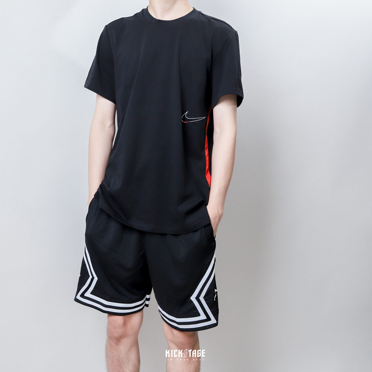 男款 NIKE Dri-FIT TEE 黑色 綠色 小勾 標語 網眼拼接 運動 訓練 吸濕排汗 短T【DM6669-010】