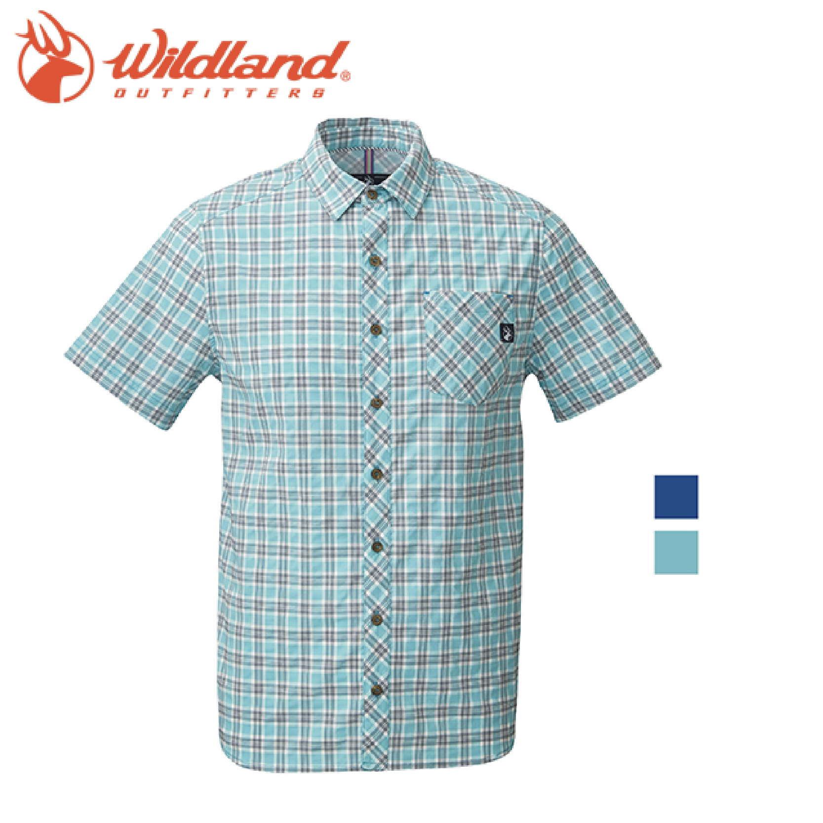 Wildland荒野 81206 彈性抗UV格子短袖襯衫 男款 三色 排汗快乾透氣/抗UV/休閒登山 13W81206
