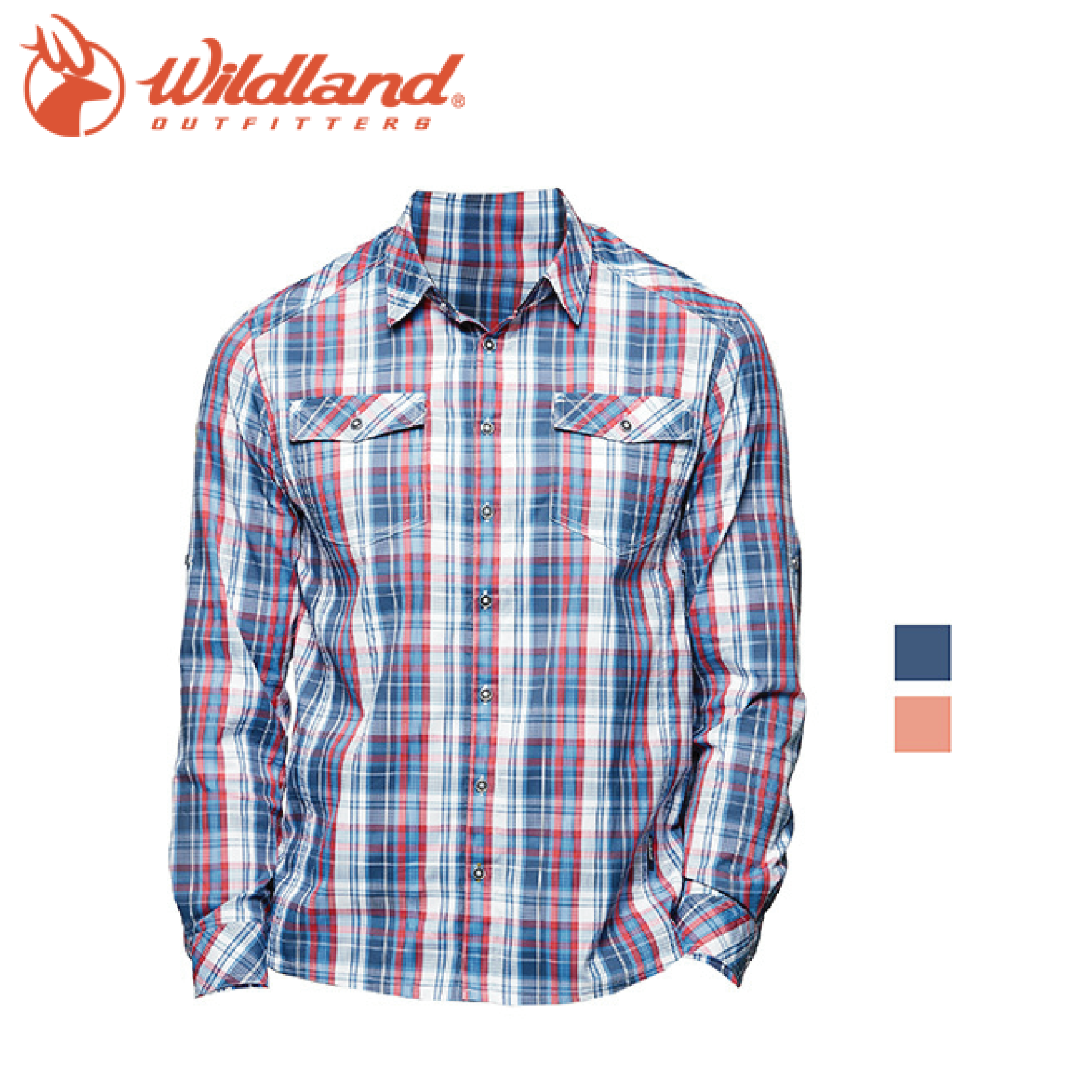 Wildland荒野 91202 彈性抗UV格子長袖襯衫 男款 兩色 排汗快乾透氣/抗UV/休閒登山 13W91202