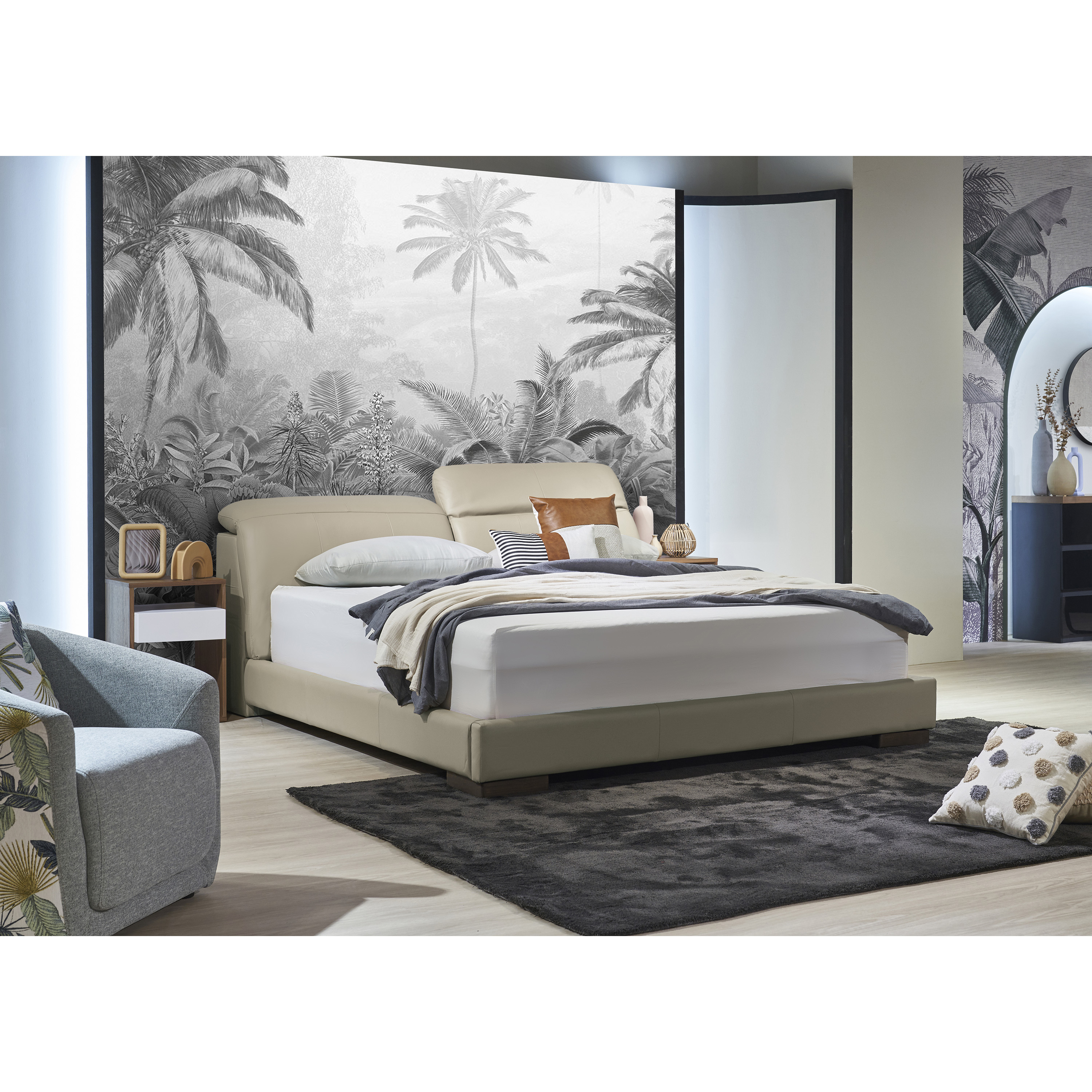 Fliq皮床 - 玄米白〔BB241〕【皮革床架/皮床架/皮製床架】