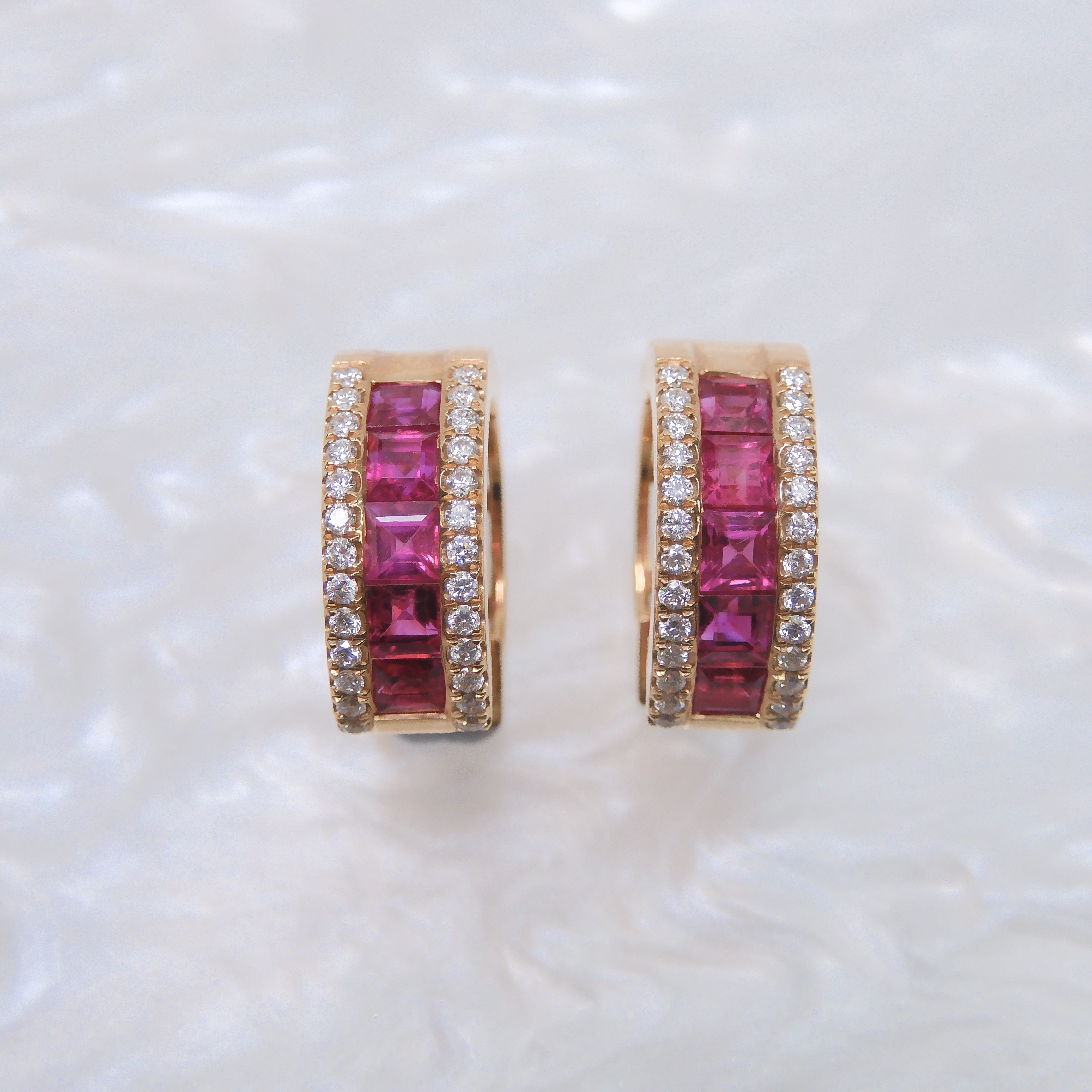 18K金 1.5ct 紅寶石耳釘