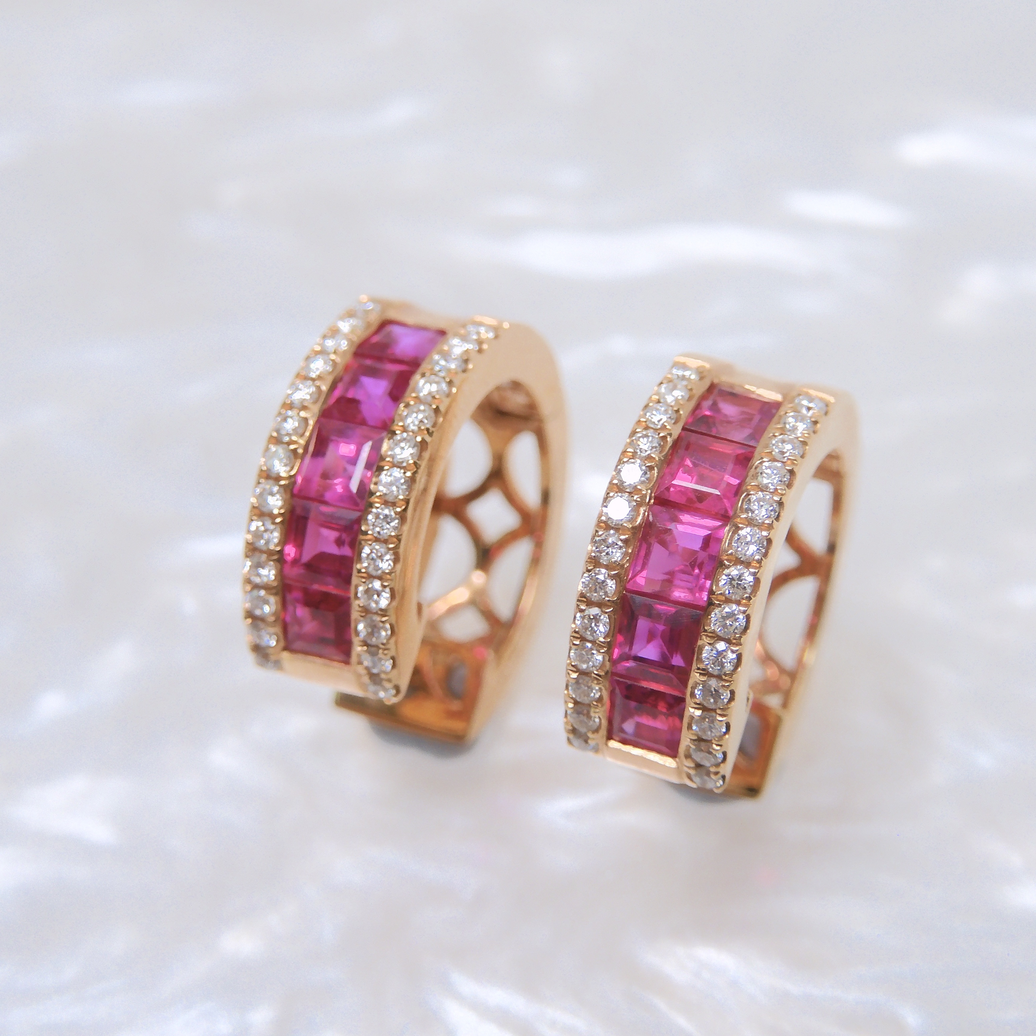 18K金 1.5ct 紅寶石耳釘