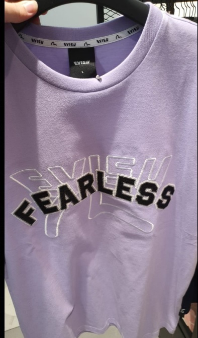 [S] EVISU ENGLISH APPLIQUE HILLS LOOSE FIT T-SHIRT,LAVENDER, EU2UTS718-LAVENDER (SEV60)