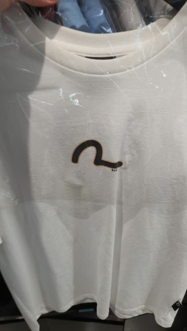 [S] EVISU BLACK LOGO TEE SHIRT,OFF WHITE, EU5UTS907R1-OFF WHITE, (SEV61)